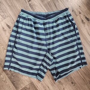 Lululemon Pace Breaker Lined Medium 9" Inseam Blue Striped